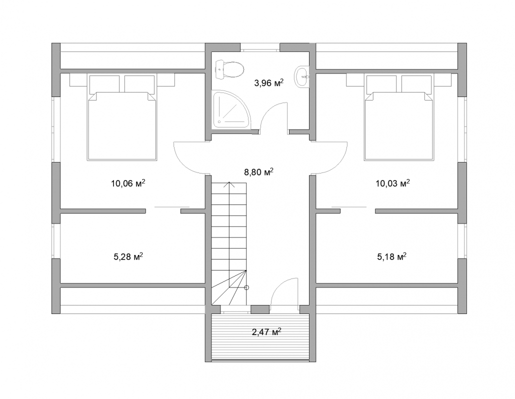 Барнхаус двухэтажный 6х9,5 планировка 2 этаж